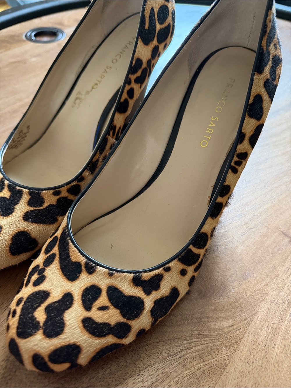 Franco Sarto Leopard Print Pumps - Tan & Black